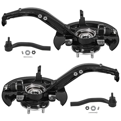 Detroit Axle - 2.4L Front 4pc Steering Knuckles Kit for 03-07 Honda Accord, 2 Steering Knuckles & Wheel Bearing Hubs 2 Outer Tie Rod Ends 2003 2004 2005 2006 2007 Replacement - size: 4SU50427/Kit