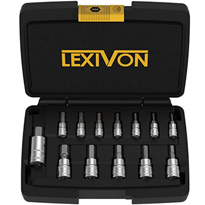LEXIVON HEX Bit Socket Set, Premium S2 Alloy Steel | 13-Piece Metric 2mm - 14mm Set | Enhanced Storage Case (LX-141) - style: HEX Bit Socket Set