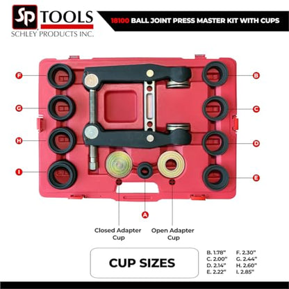 Schley Tools - 18100 Ball Joint Press Master Kit with Cups