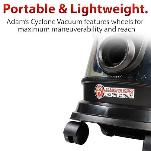 Adam's Polishes Cyclonic Vacuum Cleaner Premium Car Detailing Vacuum for Garage, Shop, Home | Powerful Suction, Lightweight, Portable, Heavy Duty | 4 Attachments Included