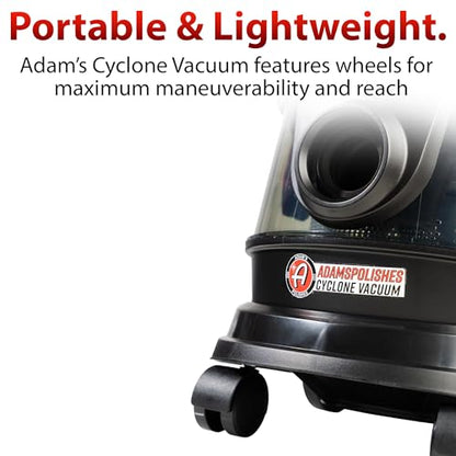 Adam's Polishes Cyclonic Vacuum Cleaner Premium Car Detailing Vacuum for Garage, Shop, Home | Powerful Suction, Lightweight, Portable, Heavy Duty | 4 Attachments Included