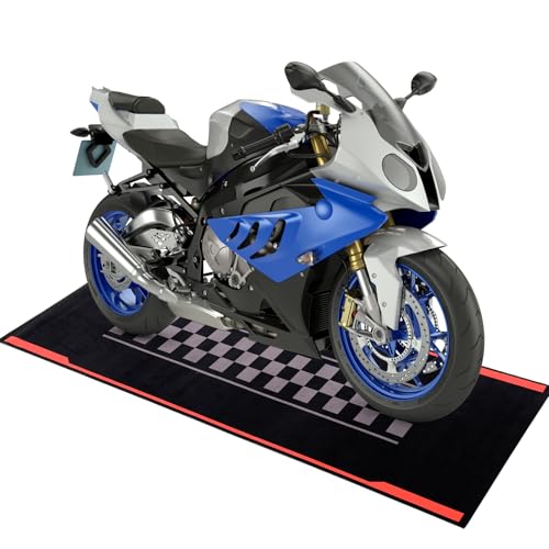 Drydiet Motorcycle Mat Garage Floor Rug Washable Parking Mats for Garage Floors Non Slip Oil Absorbent Pad Rubber Backing Layer Protects Floor(Track Style,78 x 31 Inch) - size: 78 X 31 Inch, style: Track Style