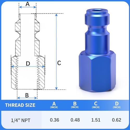 ChillWaves Aluminum Automotive T-Style Air Plug, 1/4" NPT Female Pneumatic Plugs, Air Compressor Accessories Fittings(20-PACK) - size: 1/4" FNPT, style: PACK OF 20