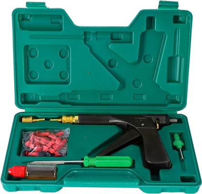 Tire Repair Kits, Tire Pluger Motorcycle Tubeless Vacuum Tire Plugger Repair Tool Kit with 32PCS Rubber Plugs Tire Plug Gun Kit with Mushroom Plug for Motorcycle Dirt Bike ATV Lawn Mower
