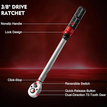 WIILDIS 14 PCS 3/8 Inch Drive Spark Plug Socket Set with Click Torque Wrench（5-45 Lb.ft/6.8-61.2 Nm）, Magnetic Swivel Sockets, Universal Joint, Extension Bar, Cr-V Steel - size: 14 PCS