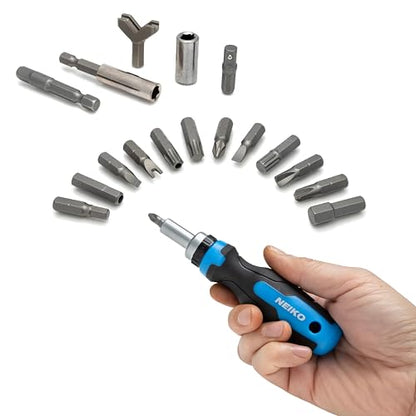 NEIKO 10082A Security Bit Set and Ratcheting Screwdriver | 101 Piece Set | Chrome Vanadium Steel | Screwdriver Bit Set Phillips, Tamperproof Torx Bits, & Flat | 1/4" Hex Shank Magnetic Bit Holder - size: Screwdriver Bit, style: Security