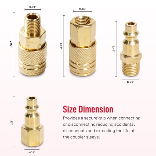 24PCS 1/4" NPT Quick Connect Air Hose Fittings Kit for Air Compressor, Couplers, Plugs & Adapters Set, Pneumatic Air Line Accessories, Thread Seal Tape, 300 PSI