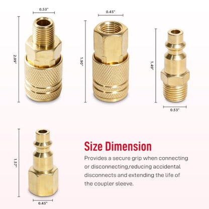 24PCS 1/4" NPT Quick Connect Air Hose Fittings Kit for Air Compressor, Couplers, Plugs & Adapters Set, Pneumatic Air Line Accessories, Thread Seal Tape, 300 PSI