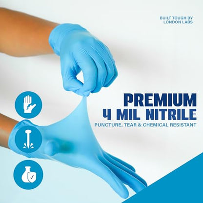London Labs Synsafe 4 Mil - Blue Nitrile Exam Gloves –Disposable Latex Free & Powder Free – Extra Strong, Rubber Gloves - size: X-Large, style: 100 Count