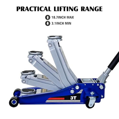 ZeHuoGe Heavy Duty Floor Jack, Steel Racing Floor Jack (Blue, 3 Ton Low-Position) - size: 3 Ton Low-Position