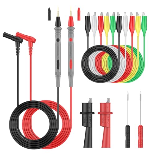 Vibit 11 Pcs Multimeter Test Leads, Multimeter Leads Kit with Back Probes, Dual Ended Alligator Clip Leads & Crocodile Clips, Insulated Multimeter Probes for Electrical Testing & Automotive - size: 11 PCS