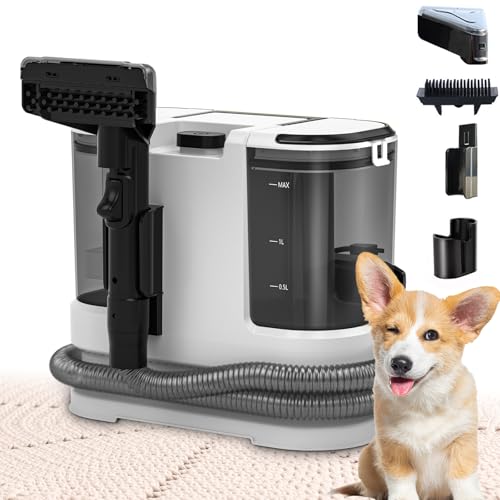 Portable Carpet & Upholstery Cleaner, Deep Cleaning for Rugs, Couch, Curtain, Car Interiors Stains, Pet & Family Friendly, 800W high-performance motor 21Kpa 120V (White) - color: White