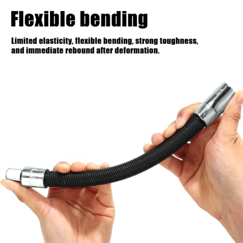 3pcs Flexible Socket Extension, Socket Extension Tool (Black) | 1/4" 3/8" 1/2" Bendable High Torque Chrome Vanadium Iron Extension Rods for Automotive Repair & Tight Spaces - color: Black
