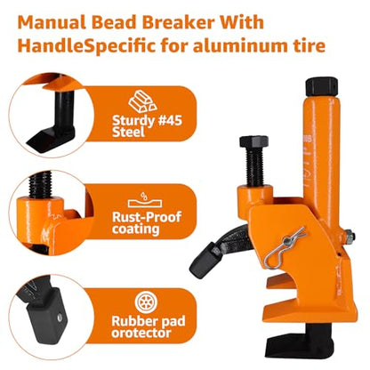 BESTOOL Manual Tire Bead Breaker with Rubber Pad, Tire Change Tool for Aluminum Alloy Hubs, ATV Tire Operation, Tractors, Trucks, Cars, Heavy Duty Tires Car Repair - color: Standard