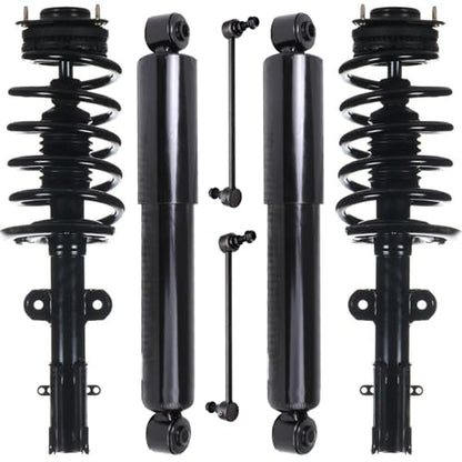 Detroit Axle - 6pc Front Struts Shocks Kit for 13-16 Chrysler Town & Country, 12-18 Dodge Grand Caravan, 12-15 Ram C/V, 2 Struts & Coil Spring 2 Sway Bars 2 Rear Shock Absorbers Replacement Suspension - size: 6AQS47175/Shock Kit