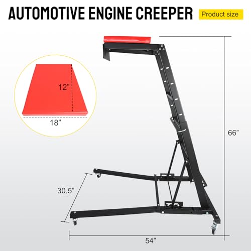 Top Adjustable Automotive Creeper, 45" - 66" 400 LBS Capacity High Top Creeper, Foldable Automotive Engine High Top Creeper, 4 Swivel Caster Wheels for Home Garage, Workshop Repair Maintenance