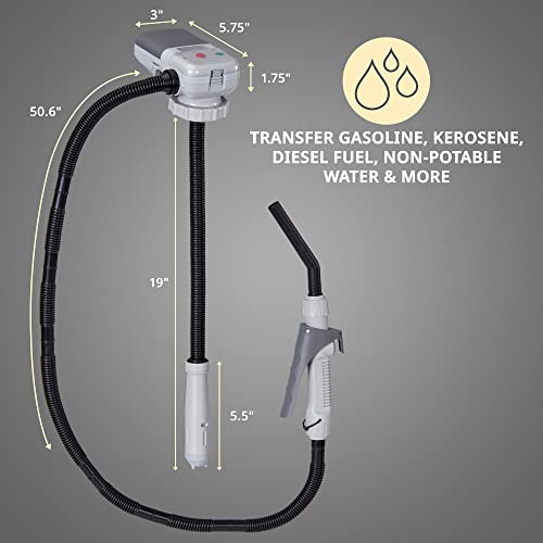 Deway Automatic Fuel Transfer Pump with Nozzle for Flow Control & Stop, Fits Most Gas Cans, Extra Long Hose, for Gasoline, Diesel Fuel & More - style: Hand Trigger Nozzle w/ 51" Plastic Hose