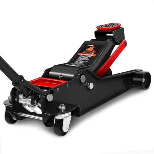DNA Motoring Floor Jack 4 Ton (8000 lbs) Capacity, Fast Lift Low Profile Hydraulic Trolley Jack, Steel Heavy-Duty Service Car Jack, Lifting Range 4.5"-20", Black, TOOLS-00308-BK - color: Black, style: 4 ton