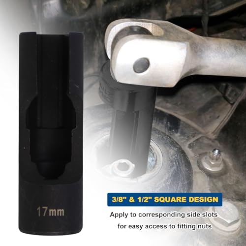 RULLINE 9pcs Flare Nut Socket Set Upgraded Steel for Automotive and Mechanical Applications 1/2" square drive