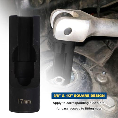 RULLINE 9pcs Flare Nut Socket Set Upgraded Steel for Automotive and Mechanical Applications 1/2" square drive
