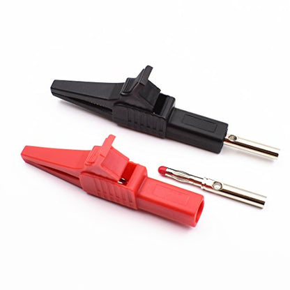 10Pcs 1000V 32A Heavy Duty Full Insulated Automotive Car Battery Alligator Clips Electrical Test Clips with 4mm Banana Jack Socket for Multimeter Test Leads