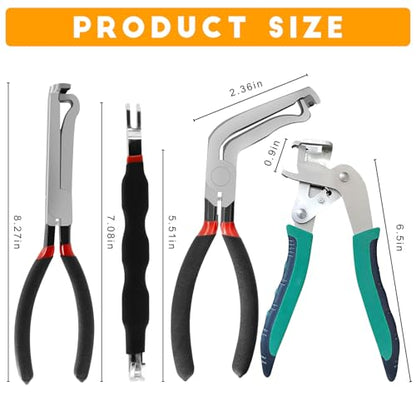 Car Clip Pliers/Disassembly Tools,Efficient Multi-Functional Automotive Snap Ring Pliers,Electrical Disconnect Pliers for Cars,Connector Separator Tool and Fuel line disconnect tool (4PCS) - color: Black