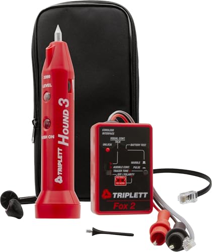 Triplett 3399 Fox & Hound Premium Tone and Probe Wire Tracing Kit Generates Multiple Tones with Adjustable Sensitivity for Electrical Wire, LAN Cable, Telephone,Black