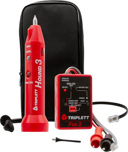Triplett 3399 Fox & Hound Premium Tone and Probe Wire Tracing Kit Generates Multiple Tones with Adjustable Sensitivity for Electrical Wire, LAN Cable, Telephone,Black