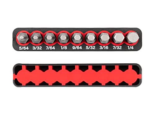 TEKTON 1/4 Inch Hex Bit Set with Rail, 9-Piece (5/64-1/4 in.) | DZX93001