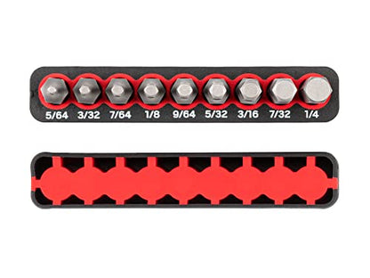 TEKTON 1/4 Inch Hex Bit Set with Rail, 9-Piece (5/64-1/4 in.) | DZX93001