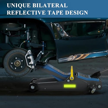 Larbanke 2.5T Floor Jack, Capable of Lifting from 3.35 Inches to 15.16 Inches, with Portable Handle Suitable for Safe Night Use, Low Profile Hydraulic Jack with Adjustable Oval Handle, Blue