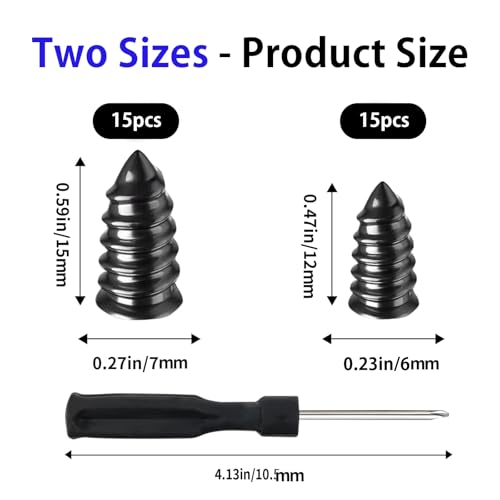 ZHEXI 60 Pack Screw in Tire Plugs of Punctures with 2 Sizes | Tire Plug Kit with Screwdriver Work for Cars,Bikes, Tractor Tire Puncture Repair