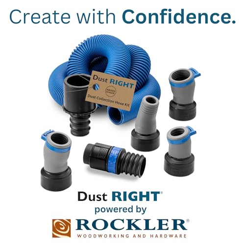 Rockler Dust Right FlexiPort Expandable Power Tool Hose Kit 3-12 Ft | Expandable Hose – Flexible Dust Collection – Dust Hose Kit – Expands 3–12 ft – FlexiPort System