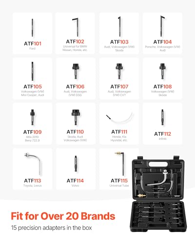 VEVOR Transmission Fluid Pump, 8 L Pneumatic Oil Fluid Extractor, ATF Refill Dispenser Transfer Pump with 15 ATF Adapters, Oil Extractor Dispenser with HDPE Tank for Cars, Boats, Lawn Mowers