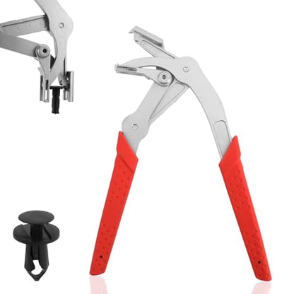 Car Clip Pliers with 30pcs Nylon Rivets, Panel Clip Removal Pliers Multi-Functional Spring-Loaded Auto Fastener Rivet Remover Damage-Free Disassembly Tools for Door Panels Interior Trim Buckles