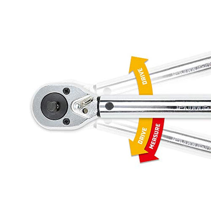 Powerbuilt Dual Drive Torque Wrench, 3/8 and 1/2 Inch Drives, 10ft Lbs, 19-inches Long, 10-150 Feet Range, Micrometer Style Torque Ranges 944001 - size: 1/2 in. and 3/8 in.