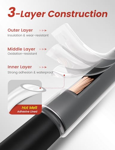 RED WOLF 3:1 Clear Heat Shrink Tubing Kit 260PCS, Waterproof Marine Grade Wire Wrap, Adhesive Lined Dual Wall Clear Heat Shrink Wrap for Electrical Insulation Wire Repairs and Connections - color: 3:1 260PCS-Clear
