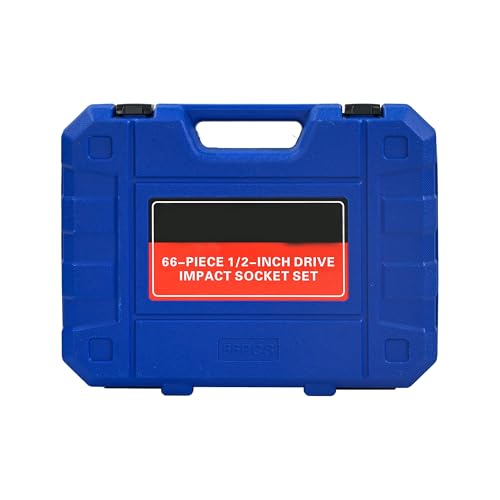 Air Tool and Accessories Kit, 66 Piece Pneumatic Tool Set with Ratchet Wrenches, Universal Joints, Extension Rods and Connectors, Black and Blue Case (66 Pieces) - size: 66 Pieces