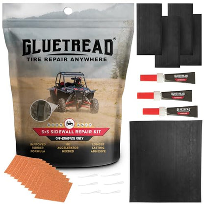 GlueTread SXS Sidewall Tire Repair Kit Tire Patch Kit - Off-Road Sidewall Reinforcement for UTVs - Durable Rubber Patches with Strong Bond - Easy Application, Fast Setting