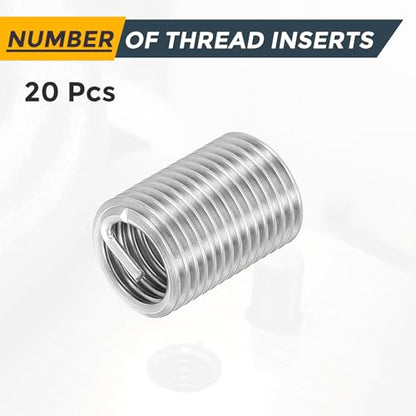 HARFINGTON 20pcs Wire Thread Repair Inserts M14 x 2 x 2.5D (35mm) Metric 304H Stainless Steel Helical Coiled Wire Screw Threaded Sleeve Sheath for Automotive Repairs - size: M14 x 2 x 2.5D