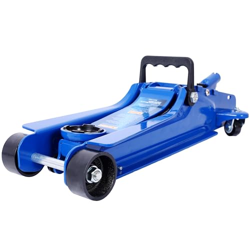 2.5 Ton Low Profile, Heavy-Duty Steel Racing Floor Jack with Single Piston Lift Pump, Lifting Range 3.5"-14.50" - color: Blue, size: 2.5T Dual Pump 3.5"-14.50"