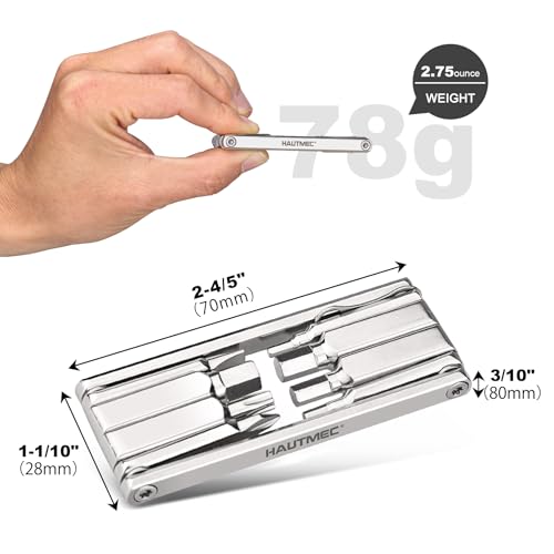 HAUTMEC 9 in 1 Bike Multitool, Mini Bike Repair Tool Kit for Road and Mountain Bikes, Lightweight Stainless Steel Bike Tool With 2/3/4/6mm Inner Hexagon and Phillips Screwdriver Multitool HT0418-BT - color: 9-in-1 Mini