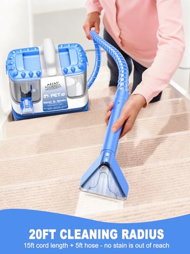 Portable Carpet & Upholstery Cleaner Machine for Pets, Spot, Stain, Couch Cleaner Machine with Powerful Suction and and Cleaning Solution, Car/Auto Detailer, Lightweight Compact Design, Blue - color: Blue