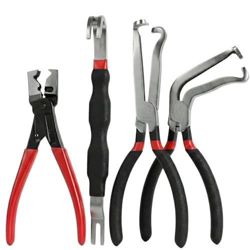 4PCS Electrical Disconnect Pliers Set, High-Carbon Steel Electrical Connector Removal Tool, 60° Angled & Straight Pliers for Automotive Fuel Line, Sensors, Ignition Coils (Black 4PCS) - color: Black 4pcs
