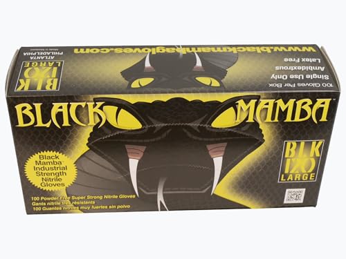 Black Mamba Super Strong Nitrile 100 Glove BOX (LARGE) - size: Large
