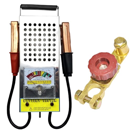 Battery Load Tester, Alternator Load Tester 12V 6V with Voltmeter Alligator Clips, Top Post Battery Disconnect Switch for Car, RV, Truck, Marine, Boat - color: Battery Load Tester+Battery Disconnect Switch