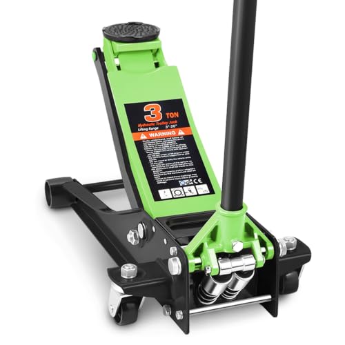 PM PERFORMOTOR Low Profile Hydraulic Trolley Service/Floor Jack, 3 Ton (6000 lbs) Capacity, Lifting Range 3"-20",Green,PM-TOL-FJ30-GR - color: Green, size: 3 Ton