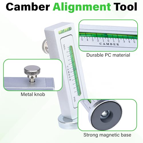 Sixzoo Wheel Alignment Tool, Universal Camber Alignment Tool, Adjustable Magnetic Gauge Tools, Alignments Tools Automotive, Caster Camber Gauge, Tire Repair Accessories for Most Cars Trucks RVs - color: Silver