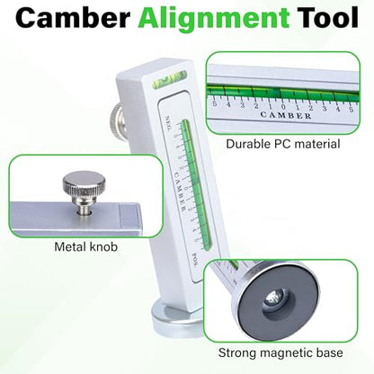 Sixzoo Wheel Alignment Tool, Universal Camber Alignment Tool, Adjustable Magnetic Gauge Tools, Alignments Tools Automotive, Caster Camber Gauge, Tire Repair Accessories for Most Cars Trucks RVs - color: Silver