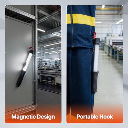 BLACK CANYON Magnetic Work Light/Flashlight Rechargeable, LED Work Light IP54 Waterproof, Mechanic Flashlight with Hook for Garage Repair/Emergency 1 Pack